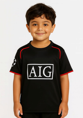 Ryze Boys & Girls Printed Polyester Regular T Shirt(Black, Pack of 1)