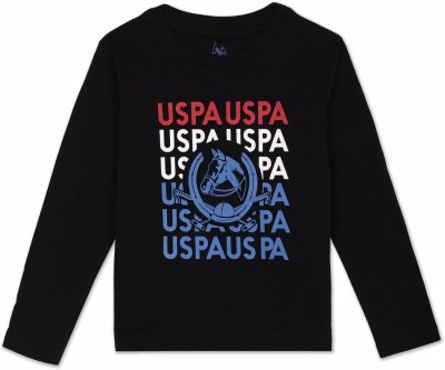 U.S. POLO ASSN. Boys Typography, Graphic Print Pure Cotton T Shirt(Black, Pack of 1)