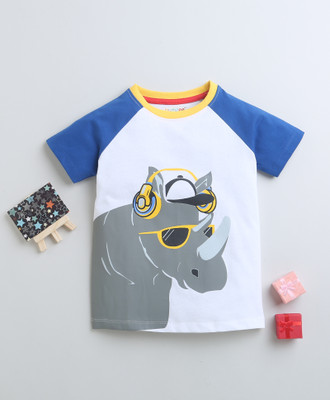 BUMZEE Boys Striped Pure Cotton Regular T Shirt(Multicolor, Pack of 1)