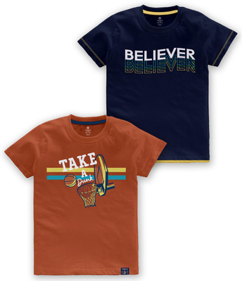 Codez Boys Printed Cotton Blend Regular T Shirt(Multicolor, Pack of 2)