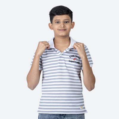 Diego Felipe Boys Printed Pure Cotton Regular T Shirt(Grey, Pack of 1)