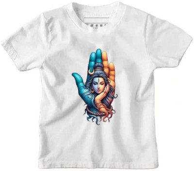 TAPA KON Boys & Girls Printed Polycotton Regular T Shirt(White, Pack of 1)