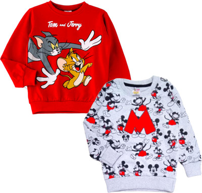 Rithi Fashion Baby Boys & Baby Girls Printed Pure Cotton Regular T Shirt(Red, Pack of 2)