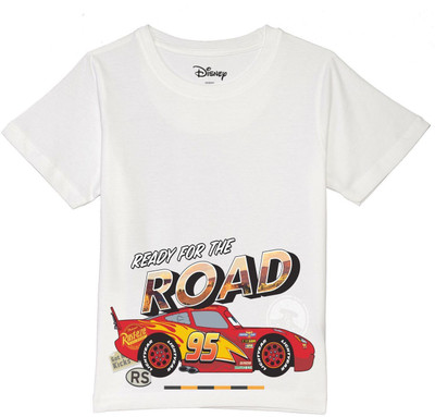 WYM TREND Boys Typography, Printed Pure Cotton Regular T Shirt(White, Pack of 1)