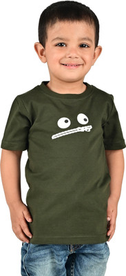 Yellowtoons Boys Printed Cotton Blend Regular T Shirt(Dark Green, Pack of 1)