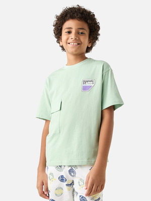 JUNIORS by Babyshop Boys Graphic Print Cotton Blend Regular T Shirt(Green, Pack of 1)