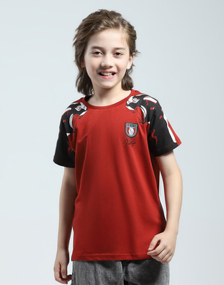 MONTE CARLO Boys Printed Cotton Blend Regular T Shirt(Red, Pack of 1)