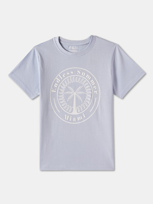 R&B Boys Graphic Print Pure Cotton Regular T Shirt(Grey, Pack of 1)