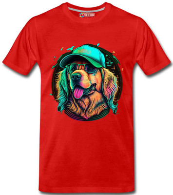 Print My Fashion Boys Printed Cotton Blend Regular T Shirt(Red, Pack of 1)