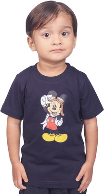 Yellowtoons Boys Cartoon Cotton Blend Regular T Shirt(Blue, Pack of 1)
