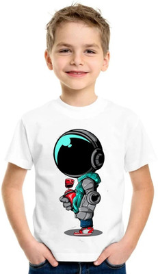 VTSports Boys & Girls Printed Polyester Regular T Shirt(White, Pack of 1)