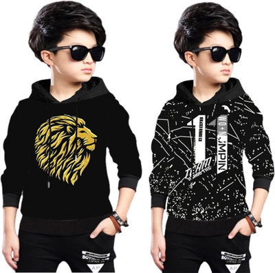 mkl fashion Boys & Girls Printed Cotton Blend Regular T Shirt(Multicolor, Pack of 2)