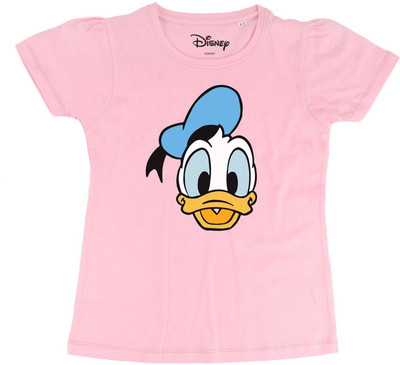 WYM TREND Girls Graphic Print Pure Cotton Regular T Shirt(Pink, Pack of 1)