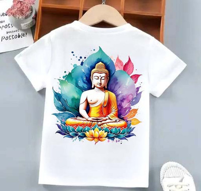 EAZYTEK Boys & Girls Graphic Print Polyester Regular T Shirt(White, Pack of 1)