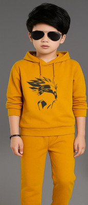 HouseOfCommon Baby Boys & Baby Girls Printed Cotton Blend Regular T Shirt(Orange, Pack of 1)