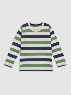 Kids Craft Boys Striped Cotton Blend Regular T Shirt(Multicolor, Pack of 1)