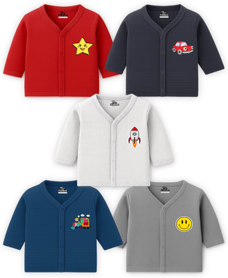 KidBee Baby Boys & Baby Girls Solid Cotton Blend Regular T Shirt(Multicolor, Pack of 5)