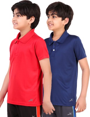 VECTOR X Boys Solid Polyester T Shirt(Multicolor, Pack of 2)