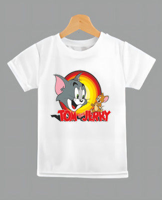 ORATEIS TREND Boys & Girls Solid, Graphic Print Polyester Regular T Shirt(White, Pack of 1)