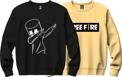 SL5 TEX Boys & Girls Printed Pure Cotton Regular T Shirt(Black, Beige, Pack of 2)