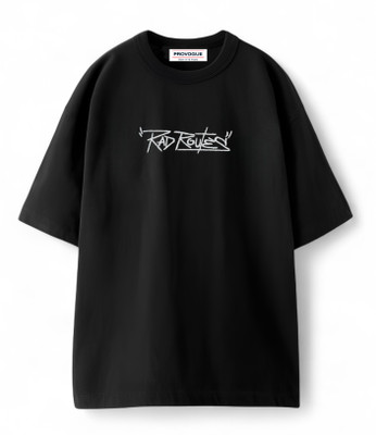 PROVOGUE Boys Printed Cotton Blend Oversized T Shirt(Black, Pack of 1)