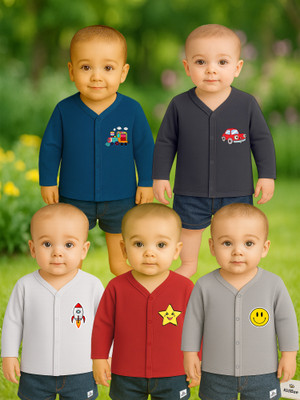 KidBee Baby Boys & Baby Girls Printed Cotton Blend Regular T Shirt(Multicolor, Pack of 5)