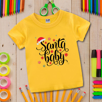 MOMS DESIRE Baby Boys & Baby Girls Self Design Cotton Blend Regular T Shirt(Yellow, Pack of 1)