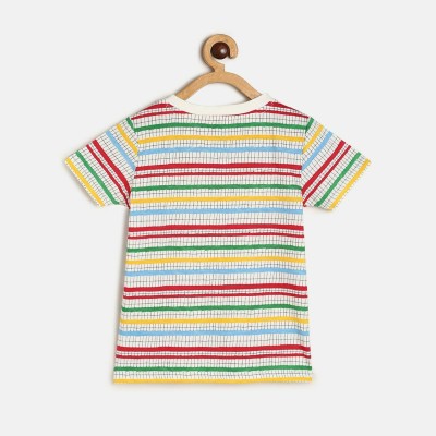 MINI KLUB Boys Geometric Print Pure Cotton T Shirt(Multicolor, Pack of 1)