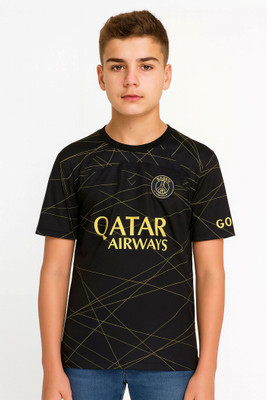 BUGOAT Boys & Girls Printed Polyester Regular T Shirt(Black, Pack of 1)