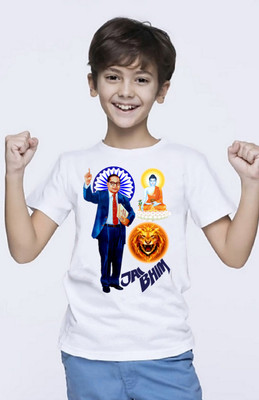 NAGARS Boys & Girls Printed Polyester Regular T Shirt(White, Pack of 1)