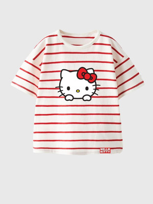 Nap Chief Girls Cartoon/Superhero Pure Cotton Regular T Shirt(White, Pack of 1)