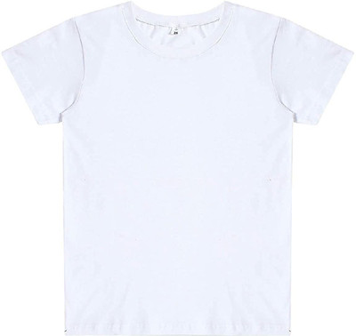 THEYOUNGESTTEE Boys Solid Cotton Blend Regular T Shirt(White, Pack of 1)