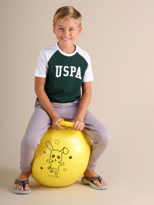 U.S. POLO ASSN. Boys Colorblock Pure Cotton Regular T Shirt(Green, Pack of 1)