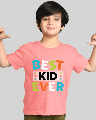 AOOSH Boys Printed Cotton Blend Regular T Shirt(Pink, Pack of 1)