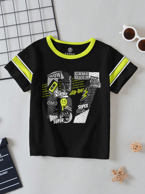 Codez Boys Printed Cotton Blend Regular T Shirt(Black, Pack of 1)