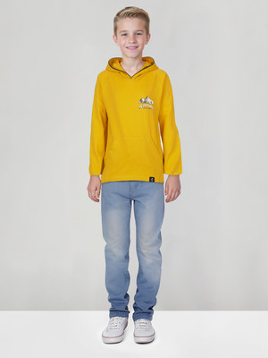 GINI & JONY Boys Graphic Print Cotton Blend Regular T Shirt(Yellow, Pack of 1)