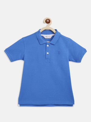TALES & STORIES Baby Boys Solid Pure Cotton Regular T Shirt(Blue, Pack of 1)