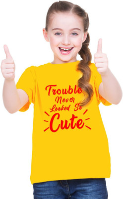 CHOMBOOKA Boys & Girls Printed Polyester Oversized T Shirt(Yellow, Pack of 1)