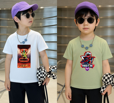 Lecowar Boys Printed Polyester Regular T Shirt(White, Green, Pack of 2)