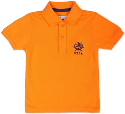 U.S. POLO ASSN. Boys Solid Pure Cotton Regular T Shirt(Orange, Pack of 1)