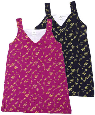 IAC Girls Printed Pure Cotton Regular T Shirt(Multicolor, Pack of 2)