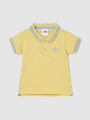 MAX Baby Boys Solid Pure Cotton T Shirt(Yellow, Pack of 1)
