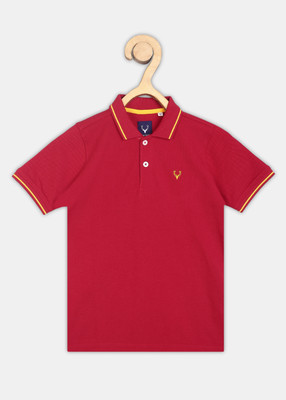Allen Solly Boys Solid Cotton Blend Regular T Shirt(Red, Pack of 1)