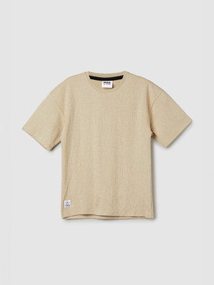 MAX Boys Printed Pure Cotton Regular T Shirt(Beige, Pack of 1)