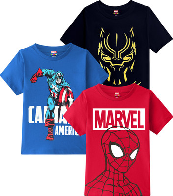 MARVEL BY MISS & CHIEF Boys Printed Cotton Blend Regular T Shirt(Multicolor, Pack of 3)