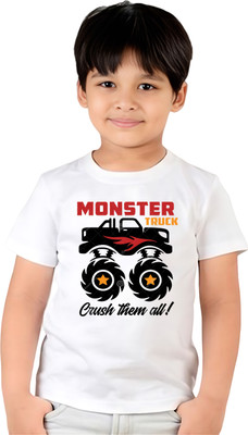 ORATEIS Boys Solid, Graphic Print Cotton Blend Regular T Shirt(White, Pack of 1)