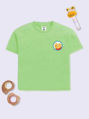 YK Disney Boys Printed Cotton Blend Regular T Shirt(Green, Pack of 1)