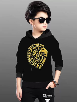 mkl fashion Boys Printed Cotton Blend Regular T Shirt(Black, Pack of 1)