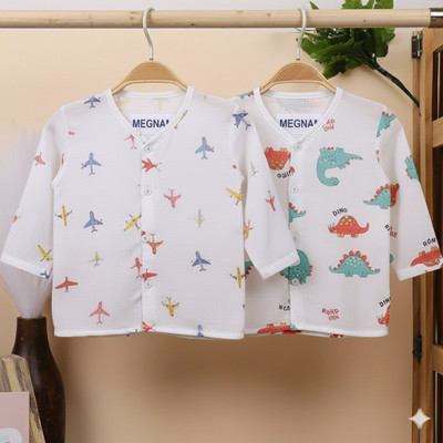 King Born Baby Boys & Baby Girls Printed Cotton Blend Regular T Shirt(White, Pack of 2)