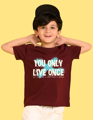 Nusyl Boys Graphic Print Cotton Blend Oversized T Shirt(Maroon, Pack of 1)